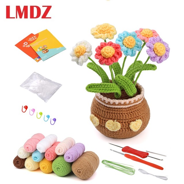 LMDZ Crochet Kit for Beginners Flower Crochet Kit Starter Kit for Complete  Adults Knitting Kit with Step-by-Step Video Tutorials - AliExpress